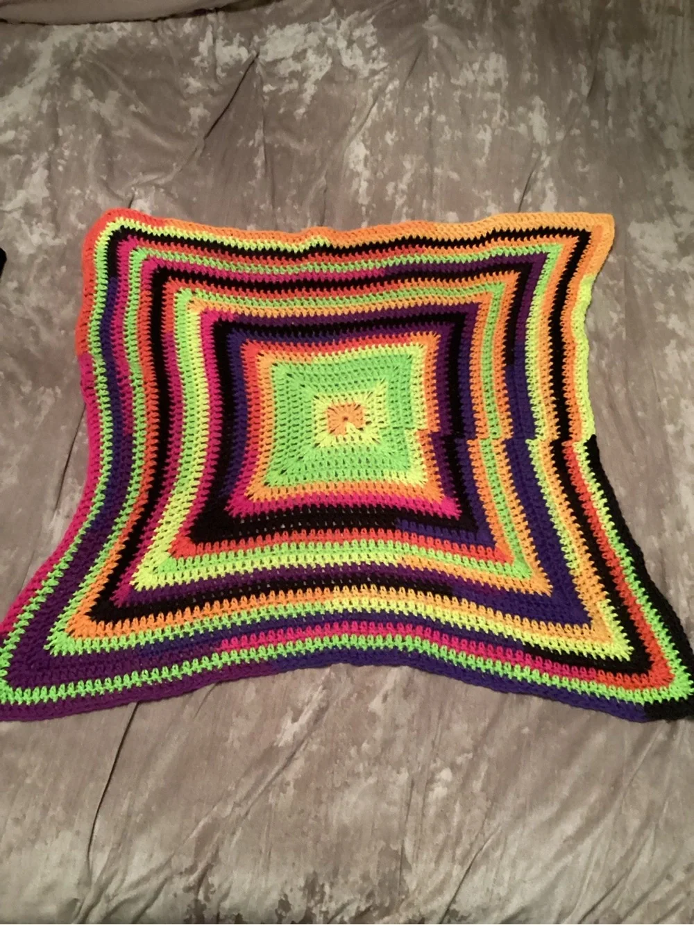 Crocheted small afghan perfect for Halloween festivities